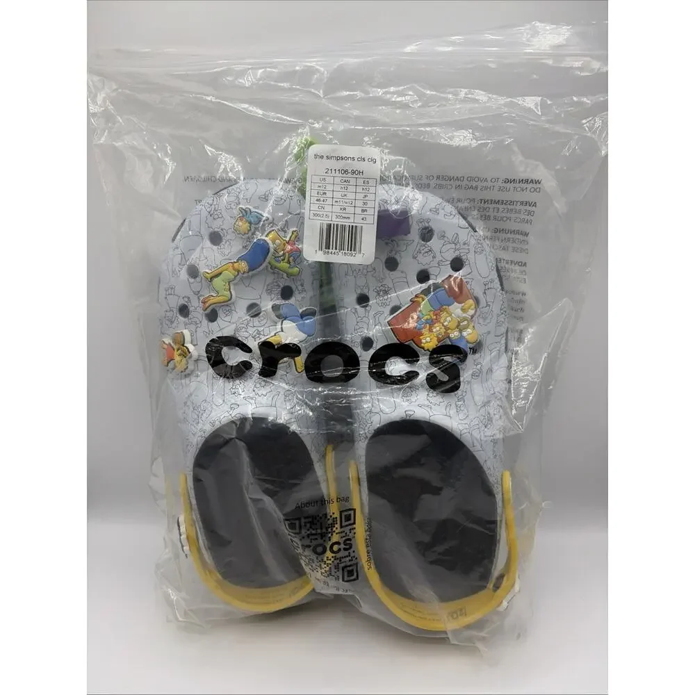 Crocs Unisex The Simpsons Classic Clogs w/ Exclusive Charms Comfort Slip On M 12